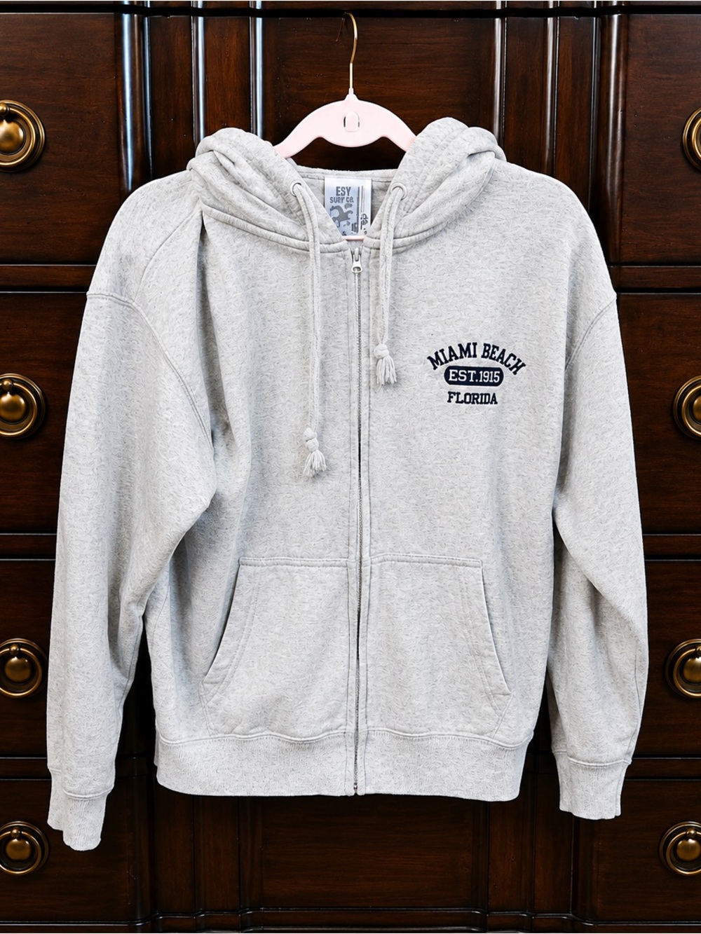 ESY Surf and Co. Miami Beach Gray Full-Zip Hoodie - Women's